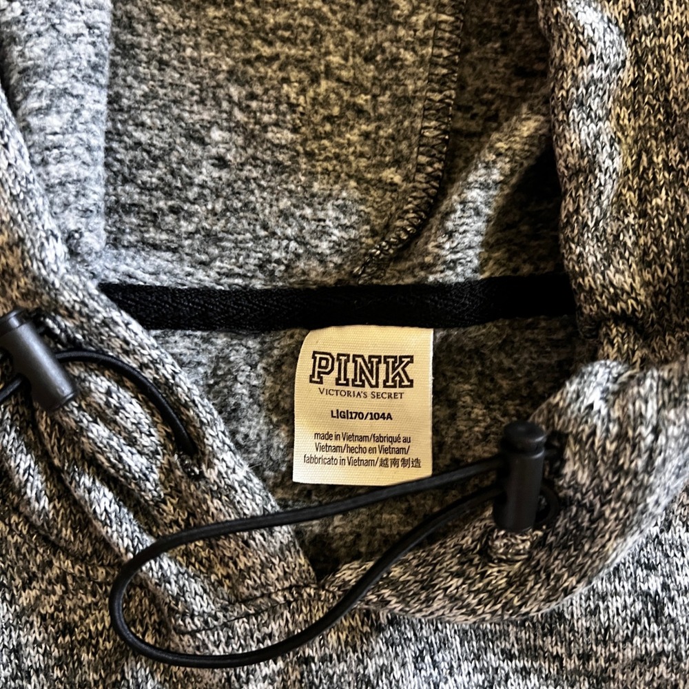 PINK Victoria's Secret Gray Pullover Hoodie Drawstring Cropped Large - Picture 4 of 7